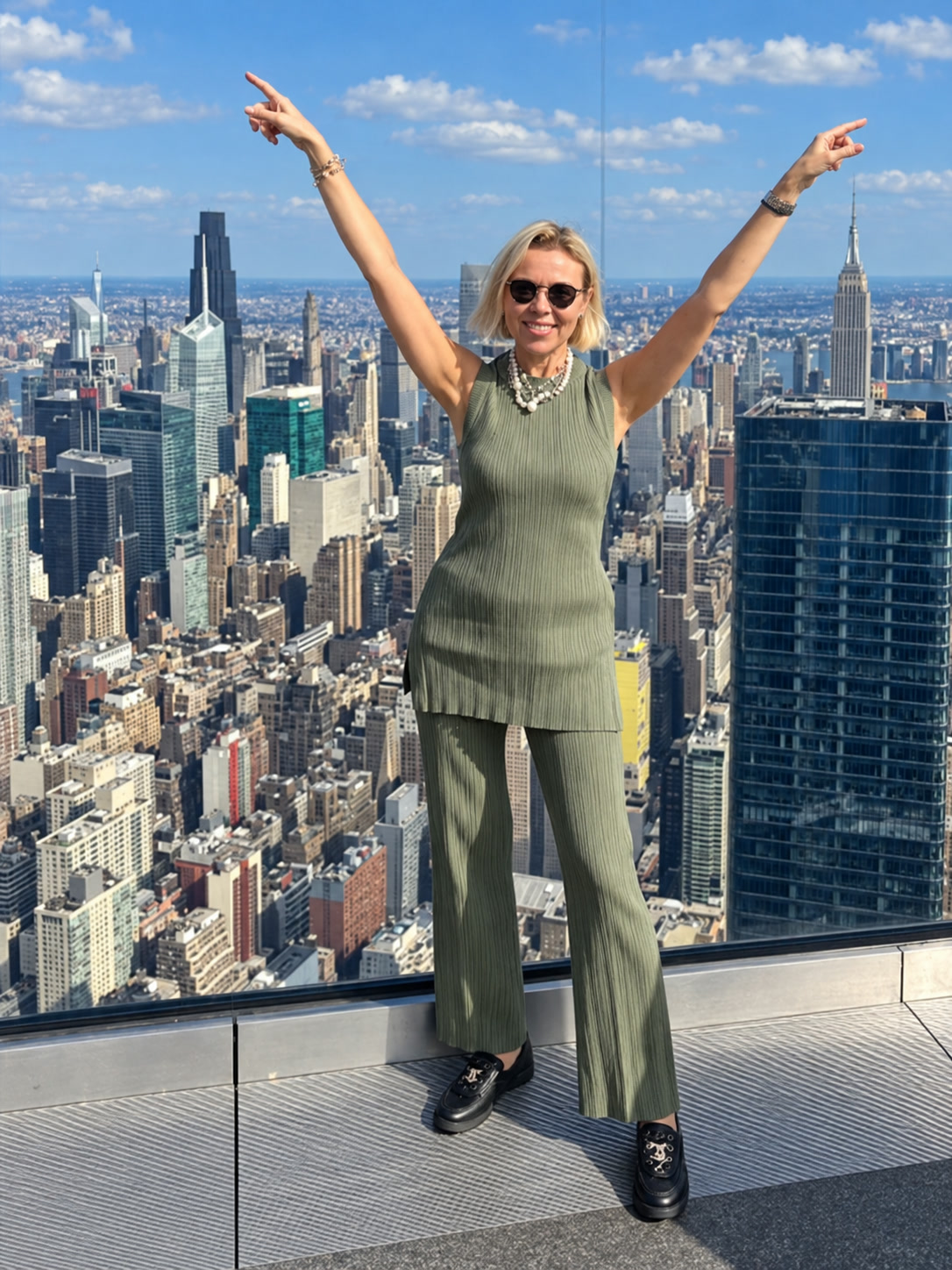 Alla at a New York City observation deck